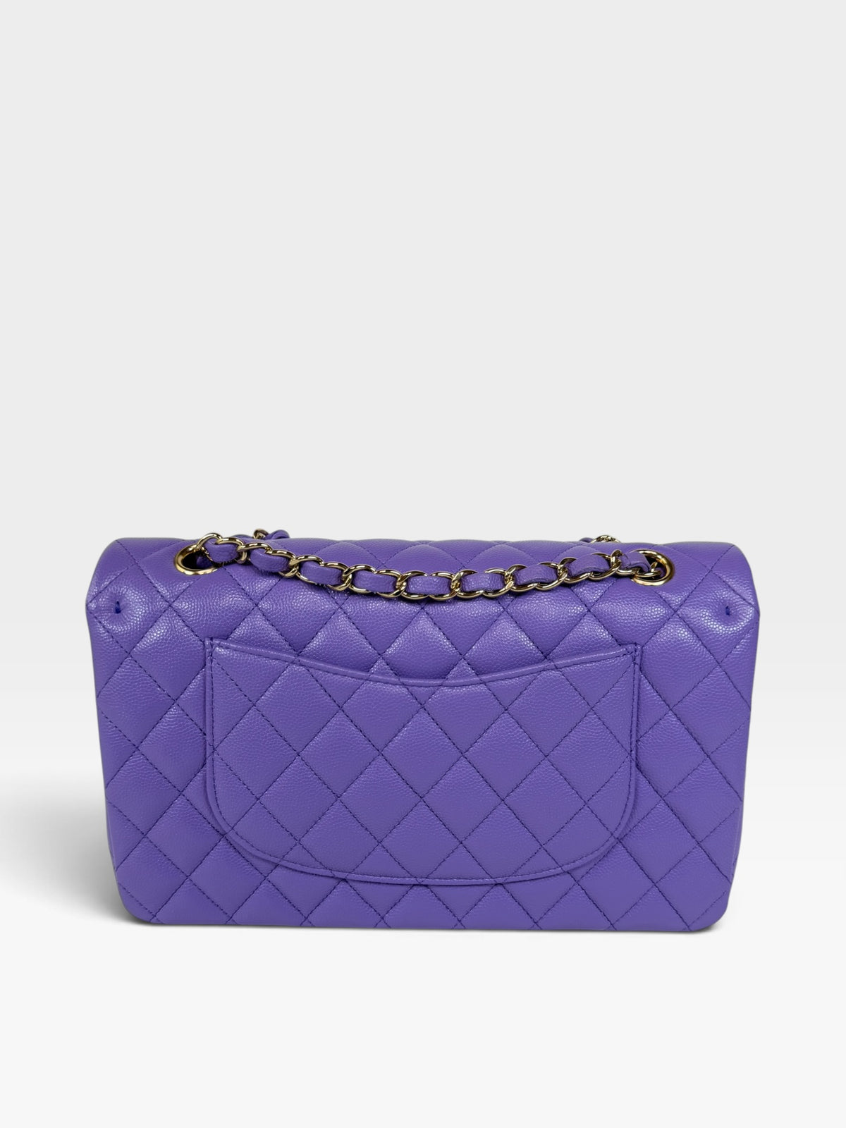 Chanel Medium Classic Double Flap In Purple Caviar Leather With Gold Hardware. Authentic and preloved in excellent condition. 100% guarantee