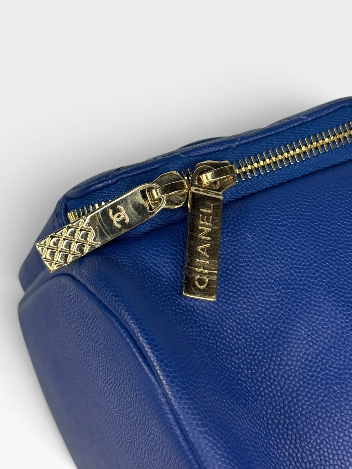 Chanel Affinity Backpack In Blue Caviar Leather With Gold Hardware. 100% authentic and pre loved in excellent condition. 