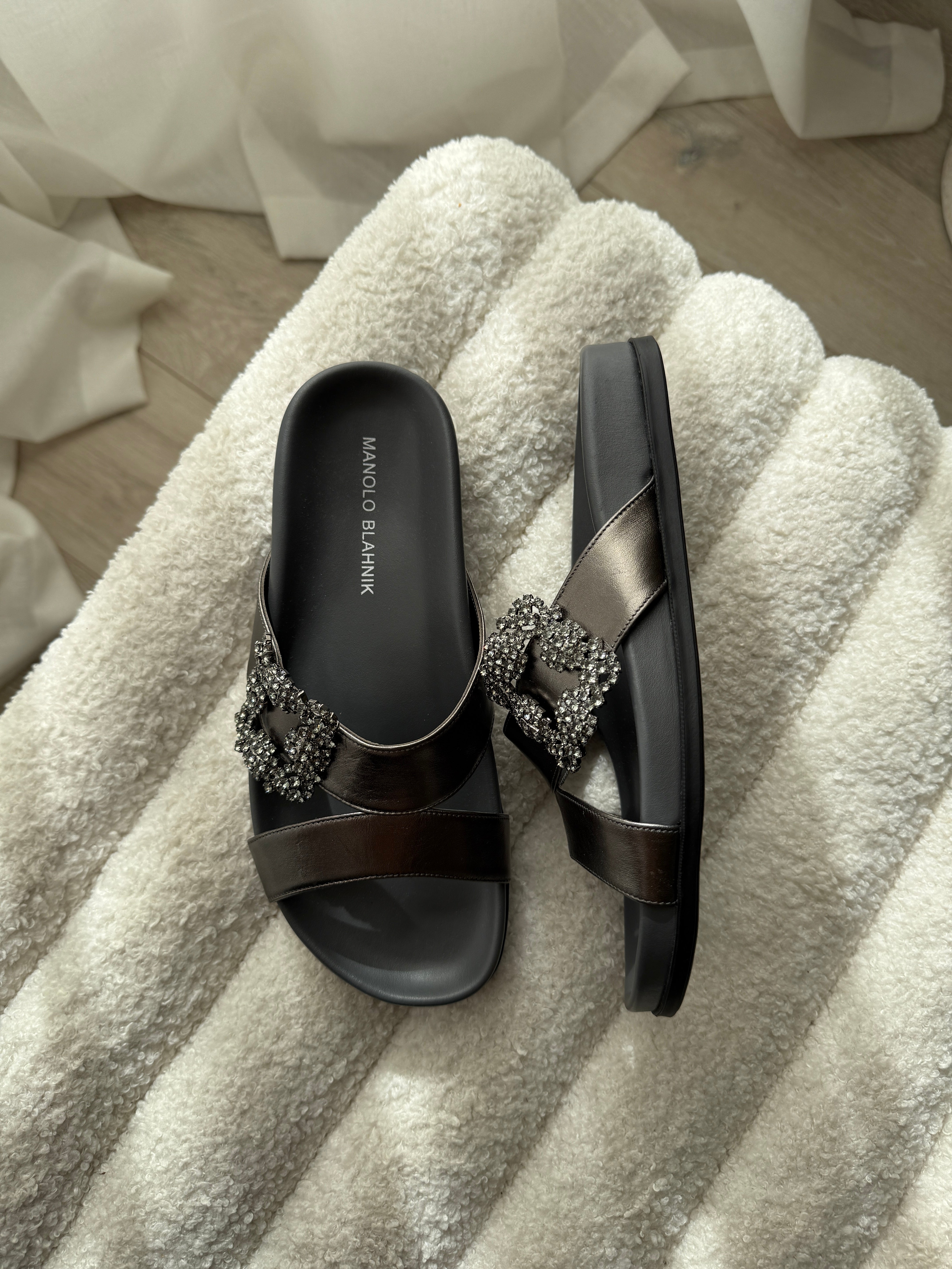 Monolo Blahnik Chilanghi Embellished Sandals (Size 37/UK4)