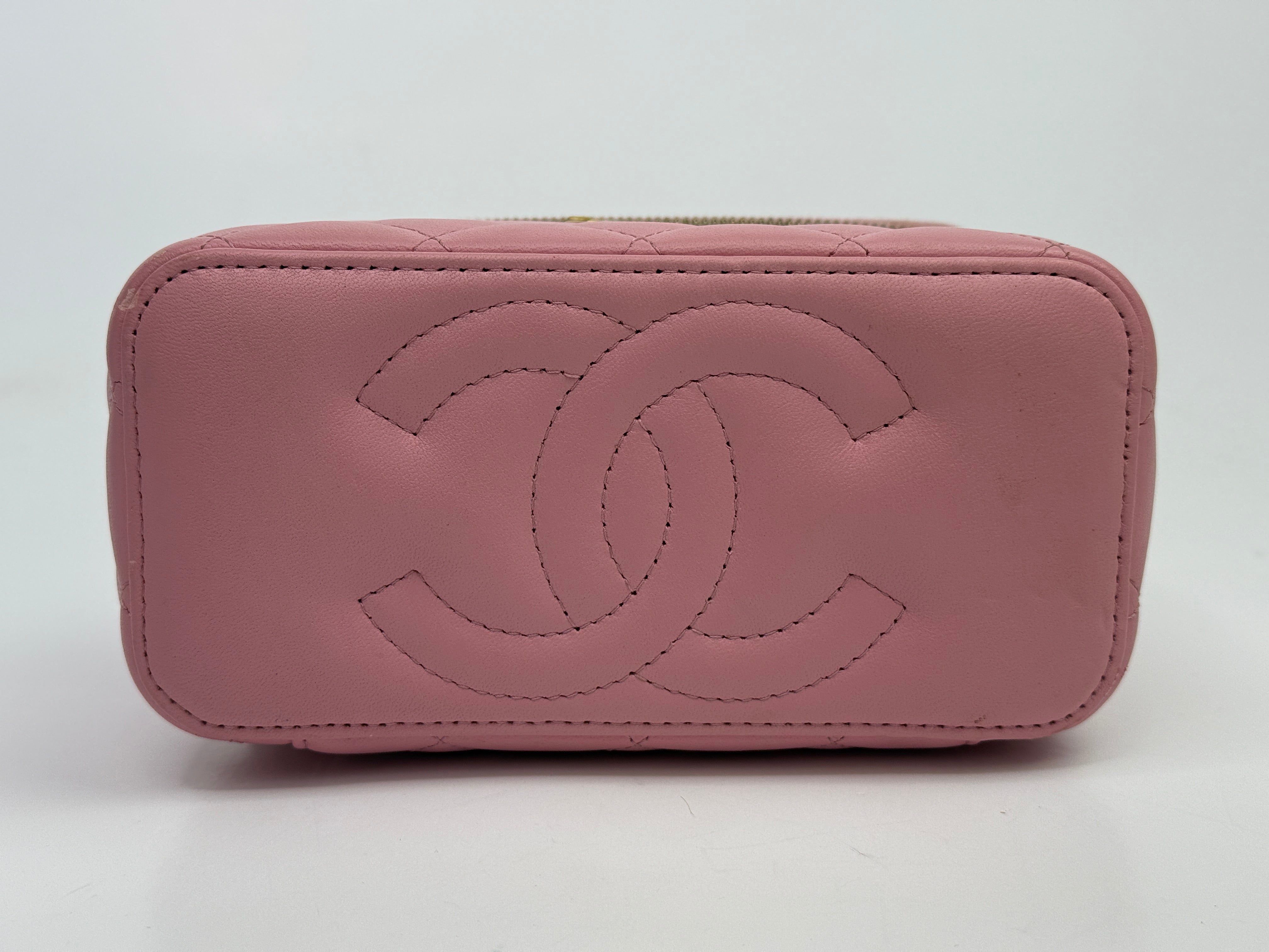 Chanel Vanity Rectangular with Top Handle Pink Lambskin GHW