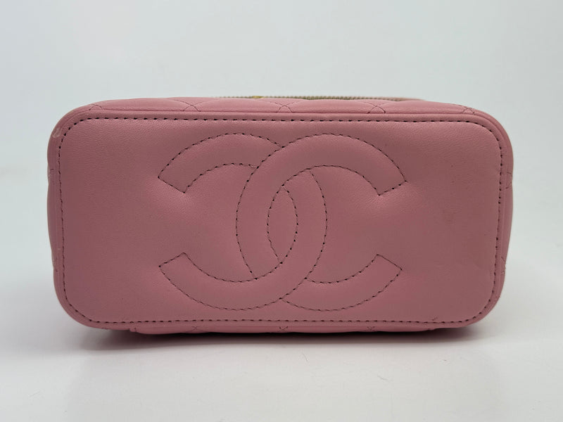 Chanel Vanity Rectangular with Top Handle Pink Lambskin GHW