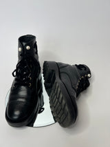 Chanel Black Leather Pearl Boots (Size 39.5 /UK6.5)