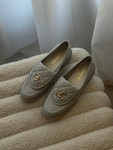 Chanel Denim Quilted Turnlock Loafers (Size 39.5/UK 6.5)