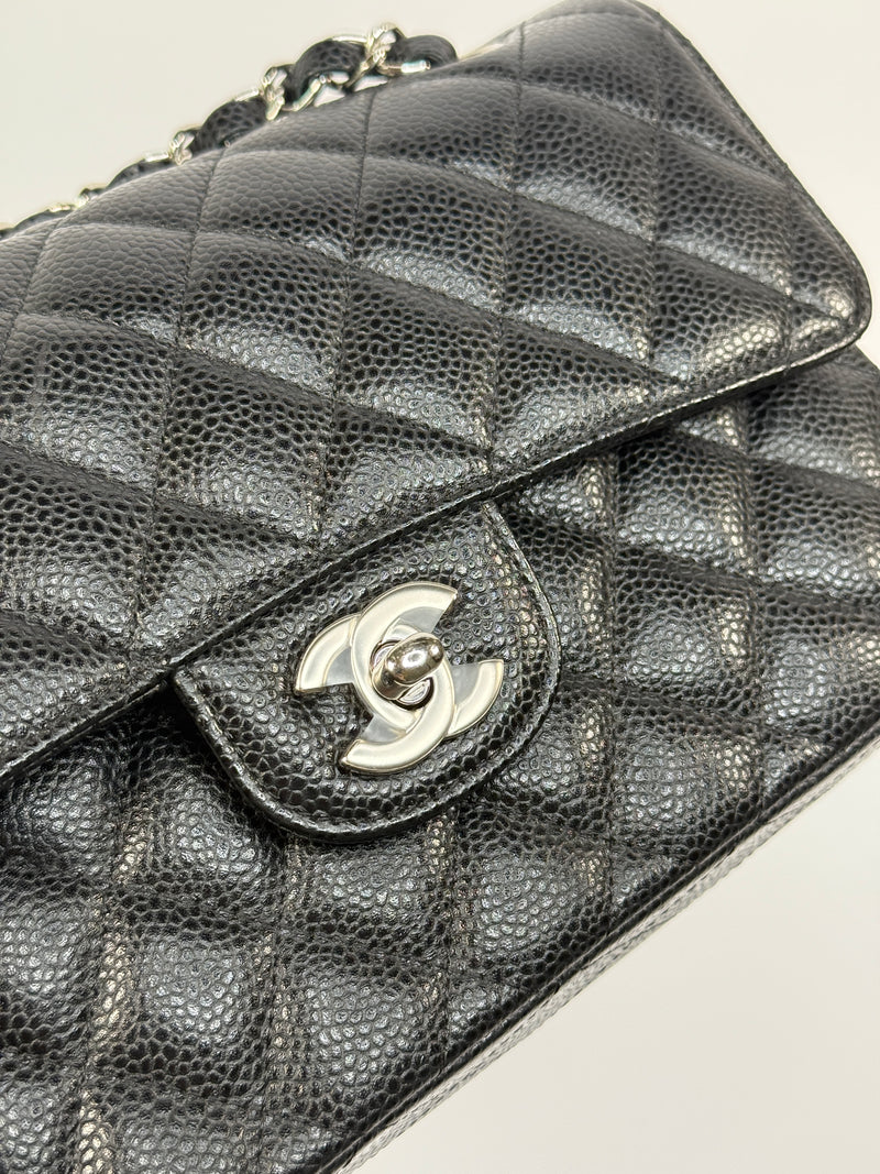 Chanel Small Classic Double Flap In Black Caviar Leather With SHW