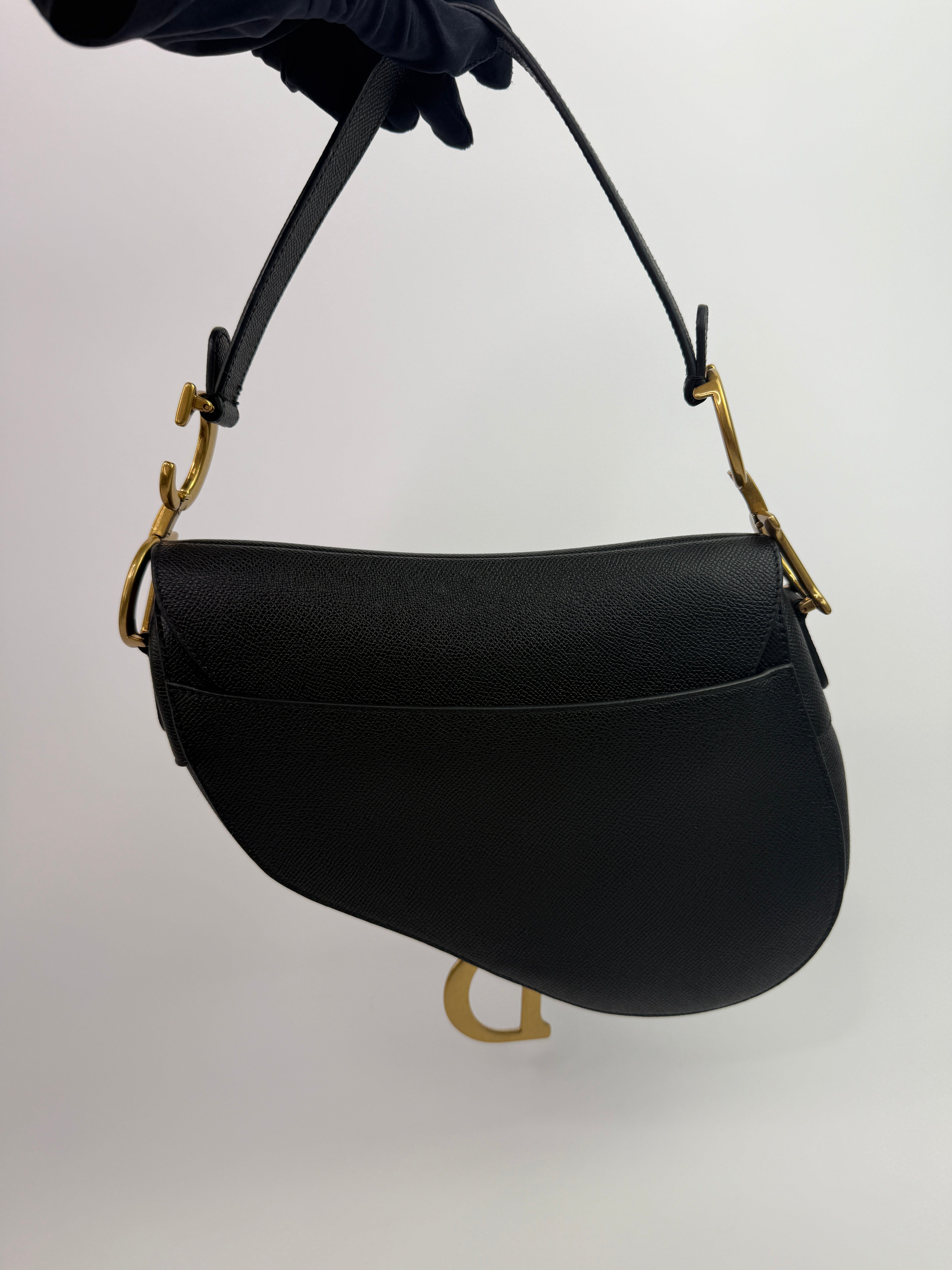 Christian Dior Saddle Bag In Calfskin Leather With Strap