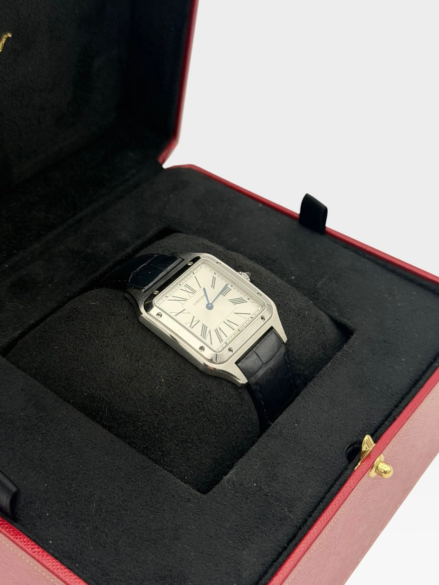 Cartier Large Santos Dumont Watch In Stainless Steel. 100% authentic and preloved in excellent condition