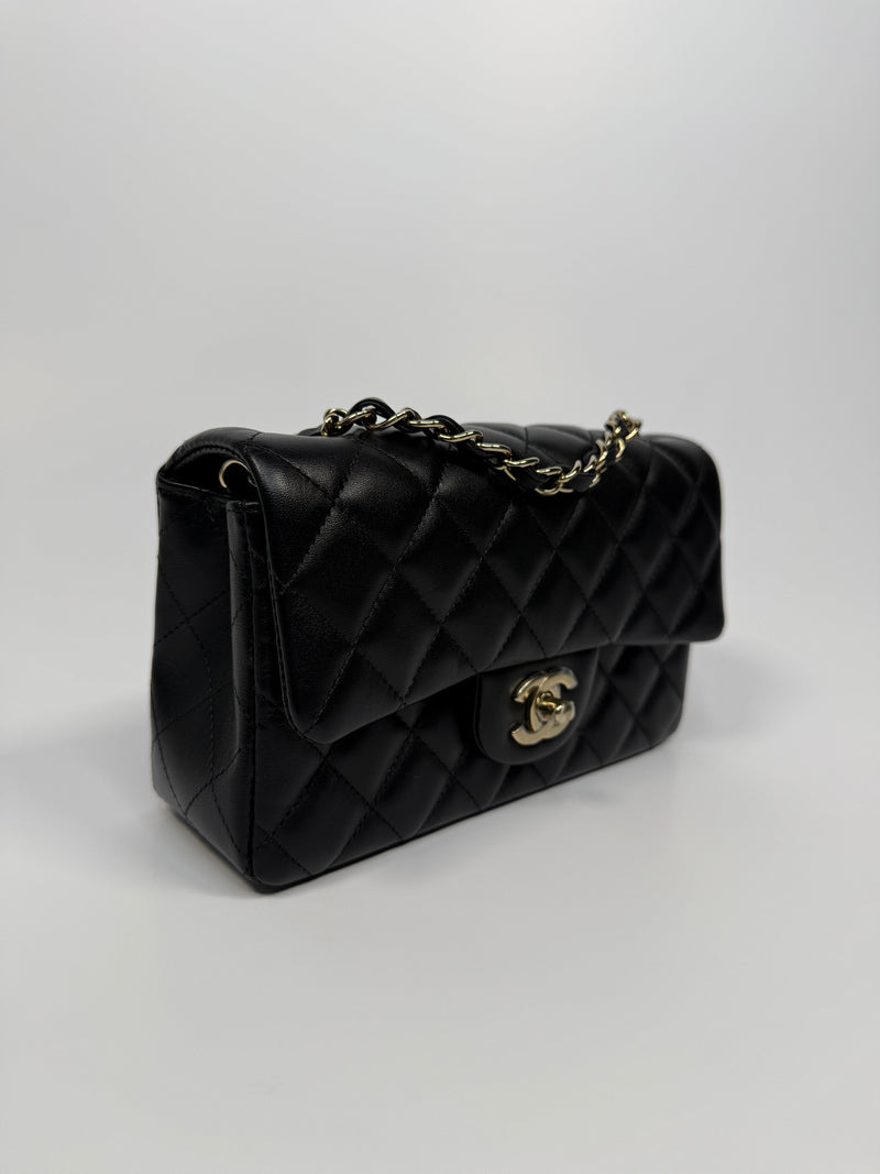 Chanel Mini Rectangle In Black Lambskin With PGHW