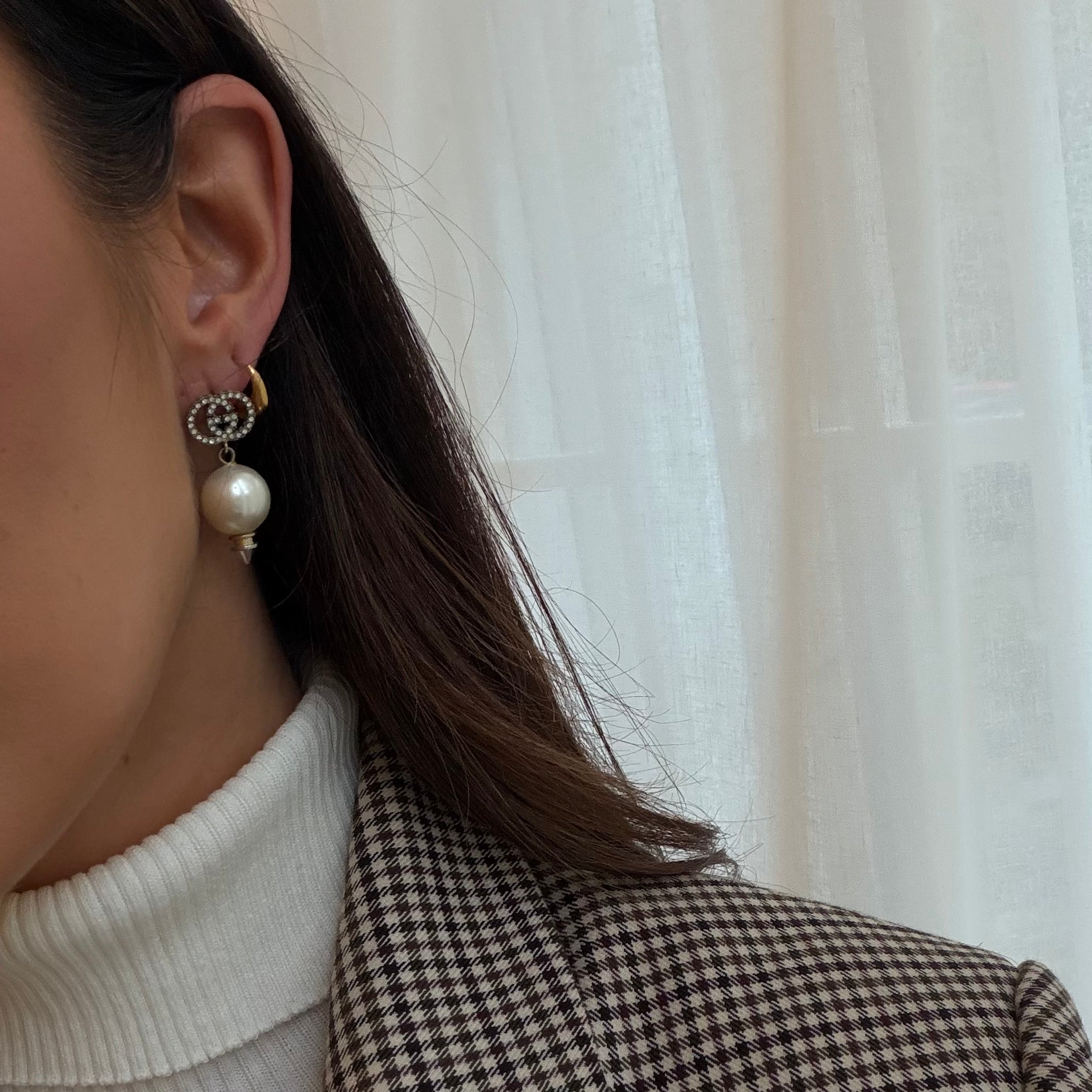 Gucci Interlocking-G Brass And Drop Pearl Earrings