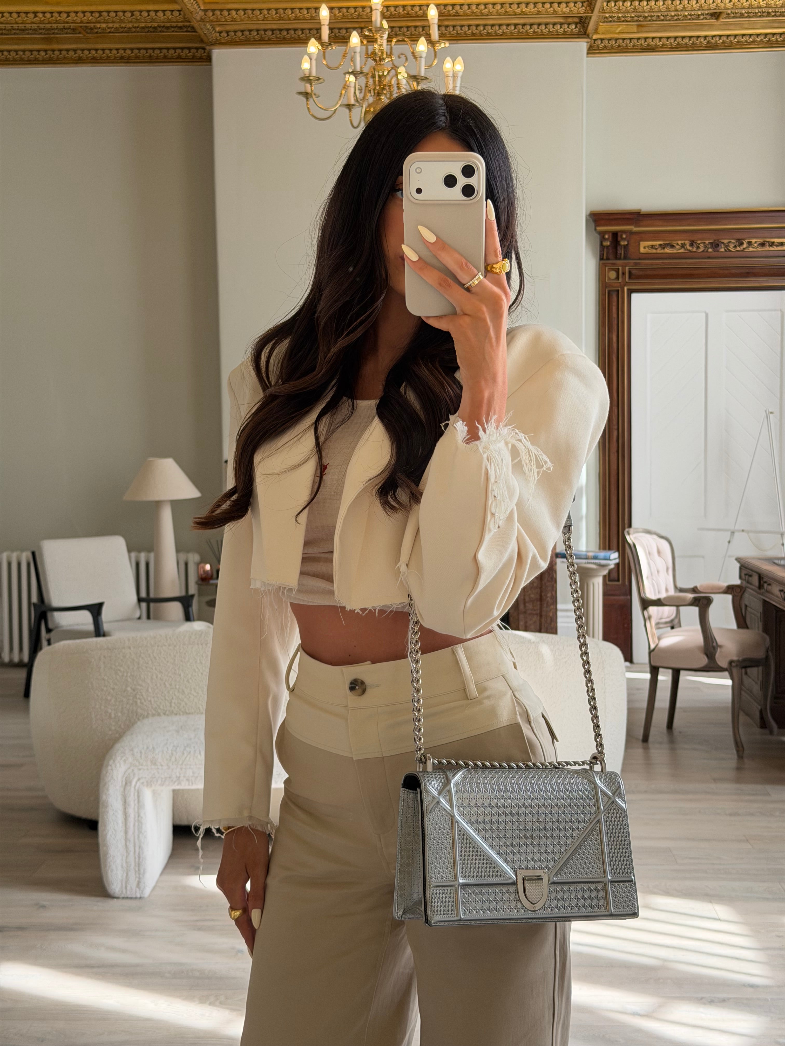 Christian Dior Medium Diorama Bag In Metallic Silver Leather With Silver Hardware Authentic and preloved. 100% Authenticity Guarantee 