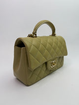 Chanel Mini Rectangle Flap Bag In Pistachio Green Lambskin With GHW