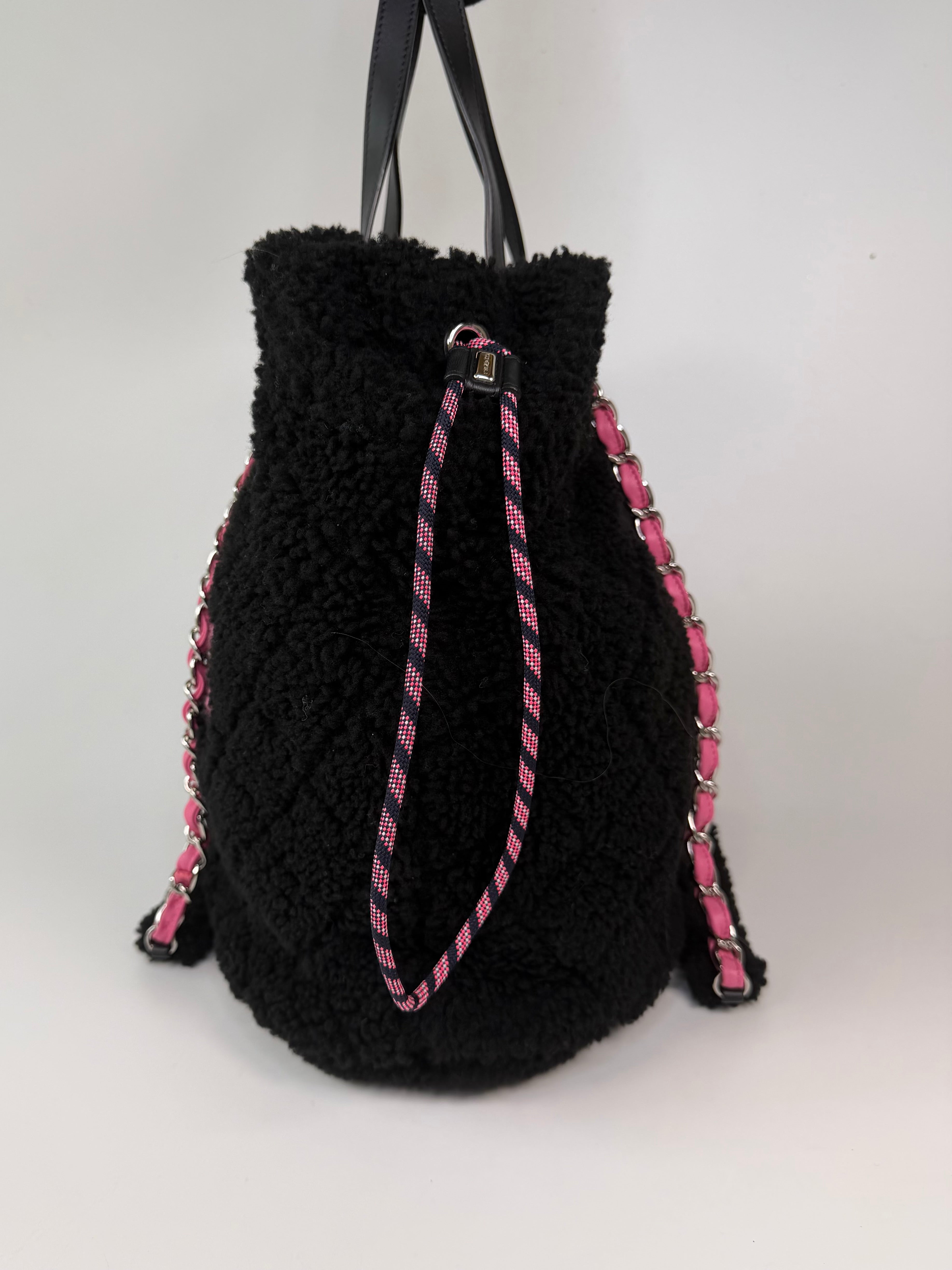Chanel Coco Neige Shopping Tote In Black Teddy Shearling