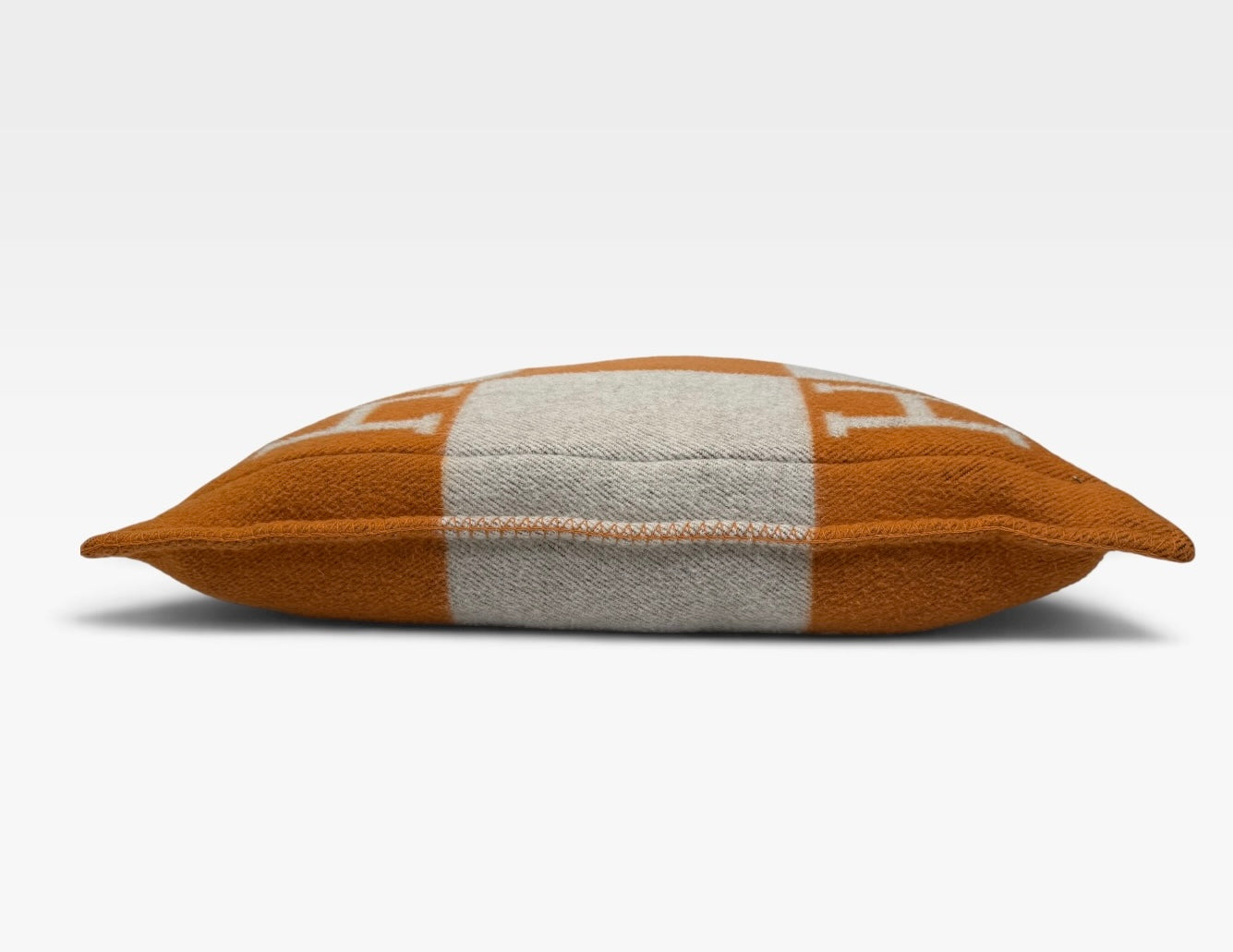 Hermès Avalon Cushion 70x70 In Ecru And Potiron. 100% authentic and preloved in excellent condition.
