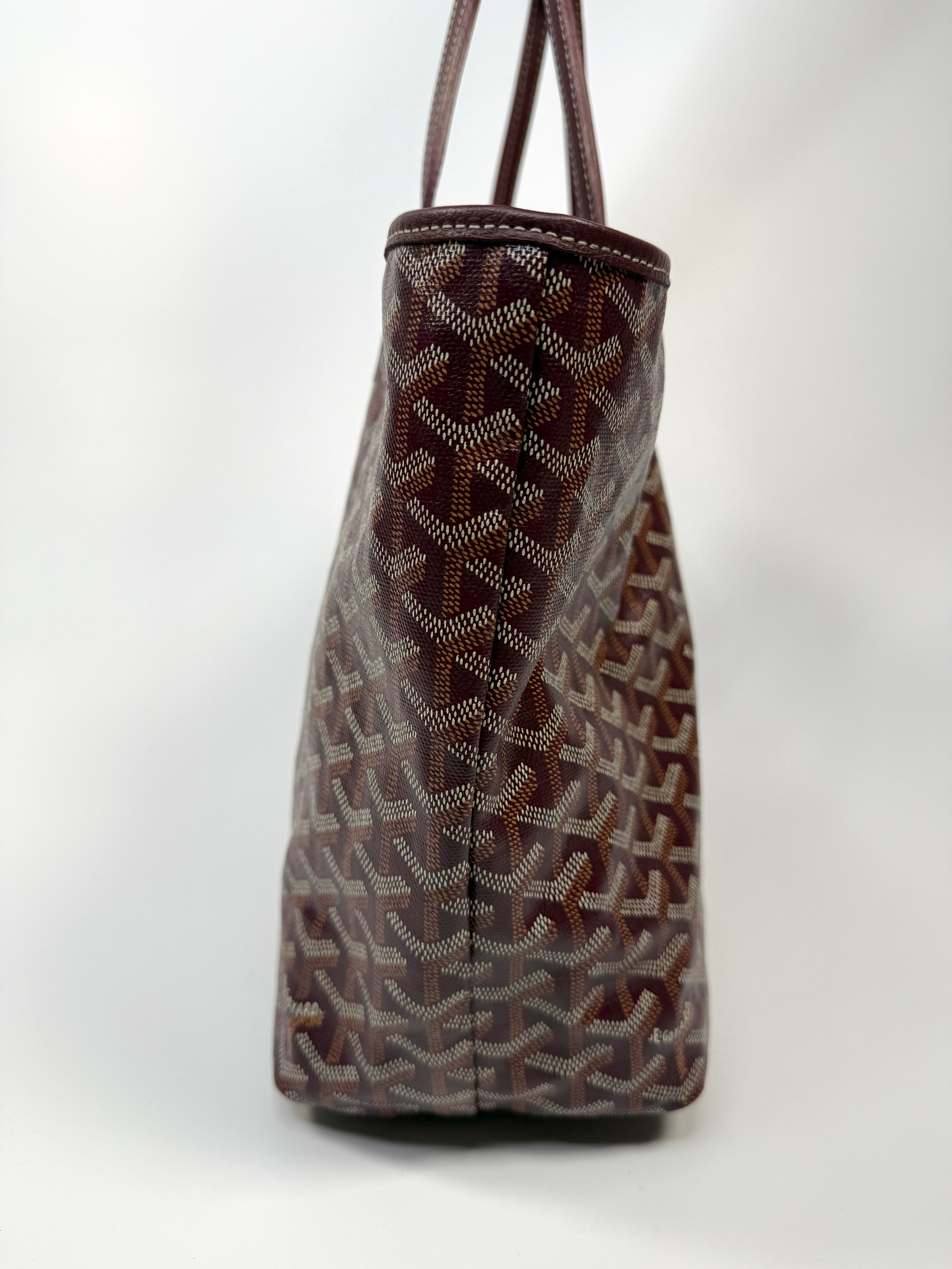 Goyard St Louis PM Tote Bag In Burgundy Coated Canvas. Authentic and preloved. Excellent condition.