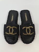 Chanel CC Raffia Slides  (Size 39/UK6)