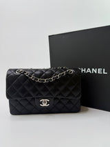 Chanel Small Classic Double Flap In Black Lambskin Leather With SHW