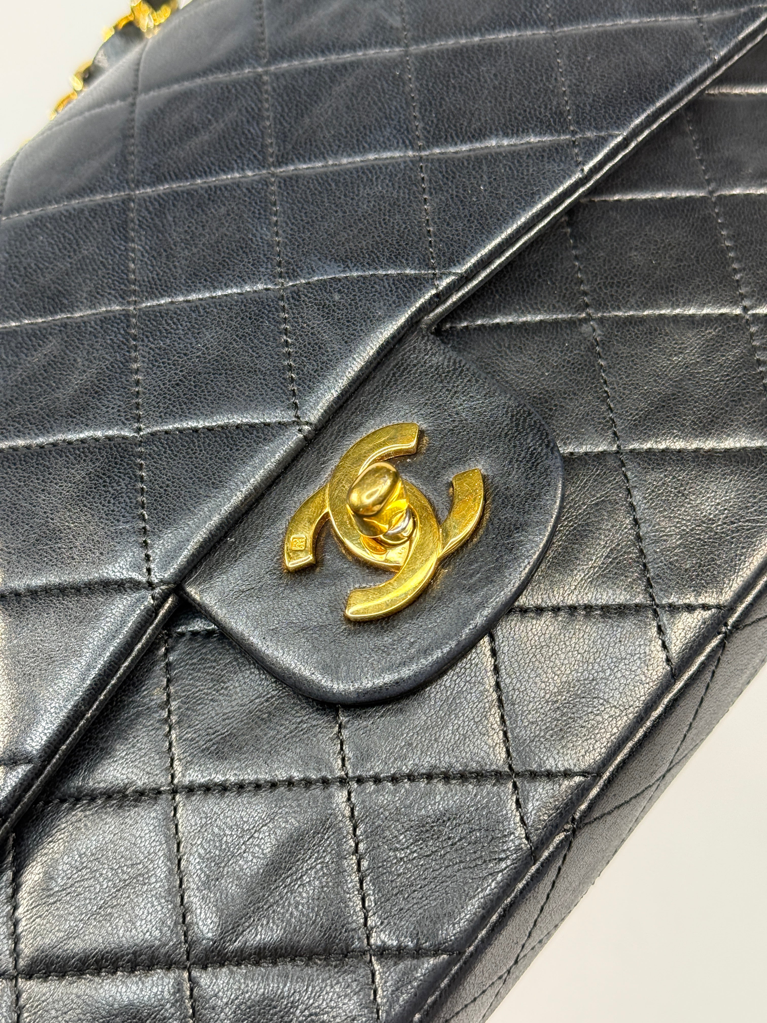 Chanel Vintage Medium Classic Double Flap Black Lambskin With 24k Gold Hardware
Pre Loved & Authentic 