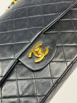 Chanel Vintage Medium Classic Double Flap Black Lambskin With 24k GHW