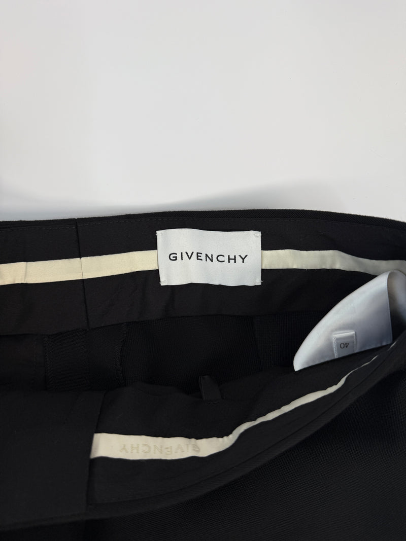 Givenchy Cocoon Wool Grain De Poudre Wide-Leg Pants (Size 40/UK12)