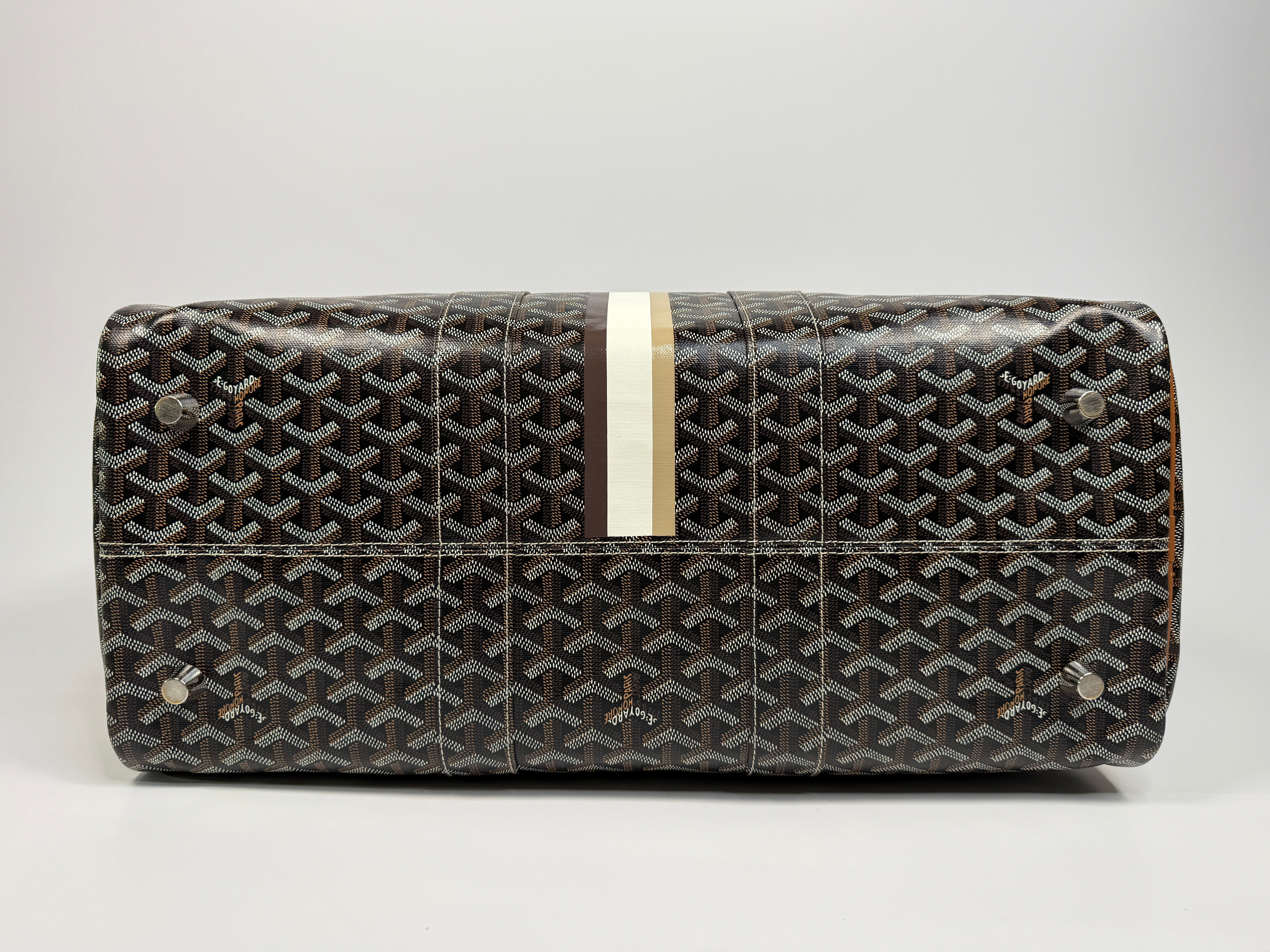 Goyard Bowling 45 Travel Bag In Black and Tan. Authentic and Excellent Condition