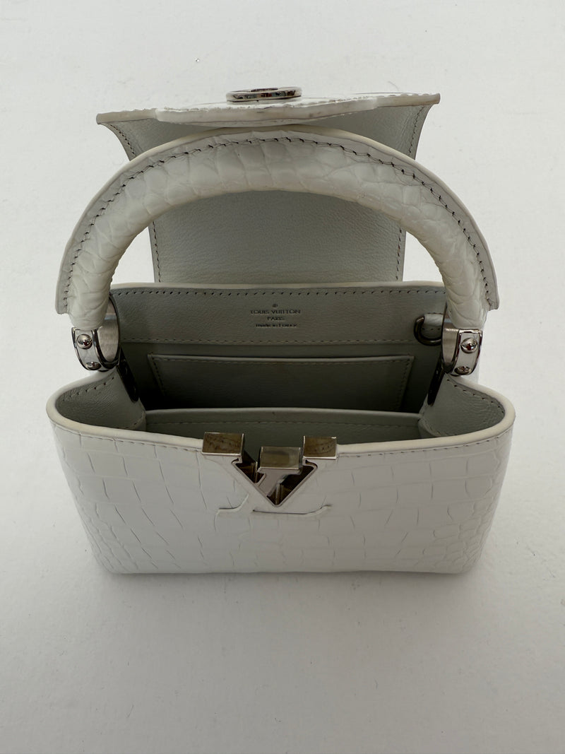 Louis Vuitton Capucines BB In Soft Shine White Alligator Leather