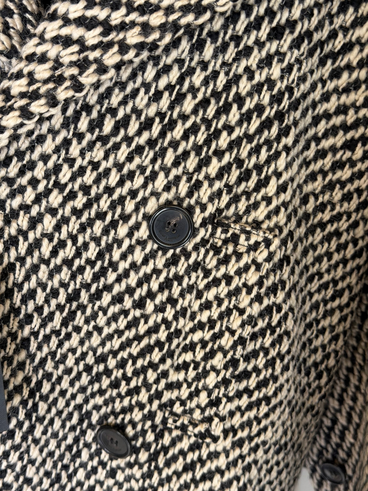 Saint Laurent Jacket In Black & White Tweed. 100% authentic and preloved in excellent condition