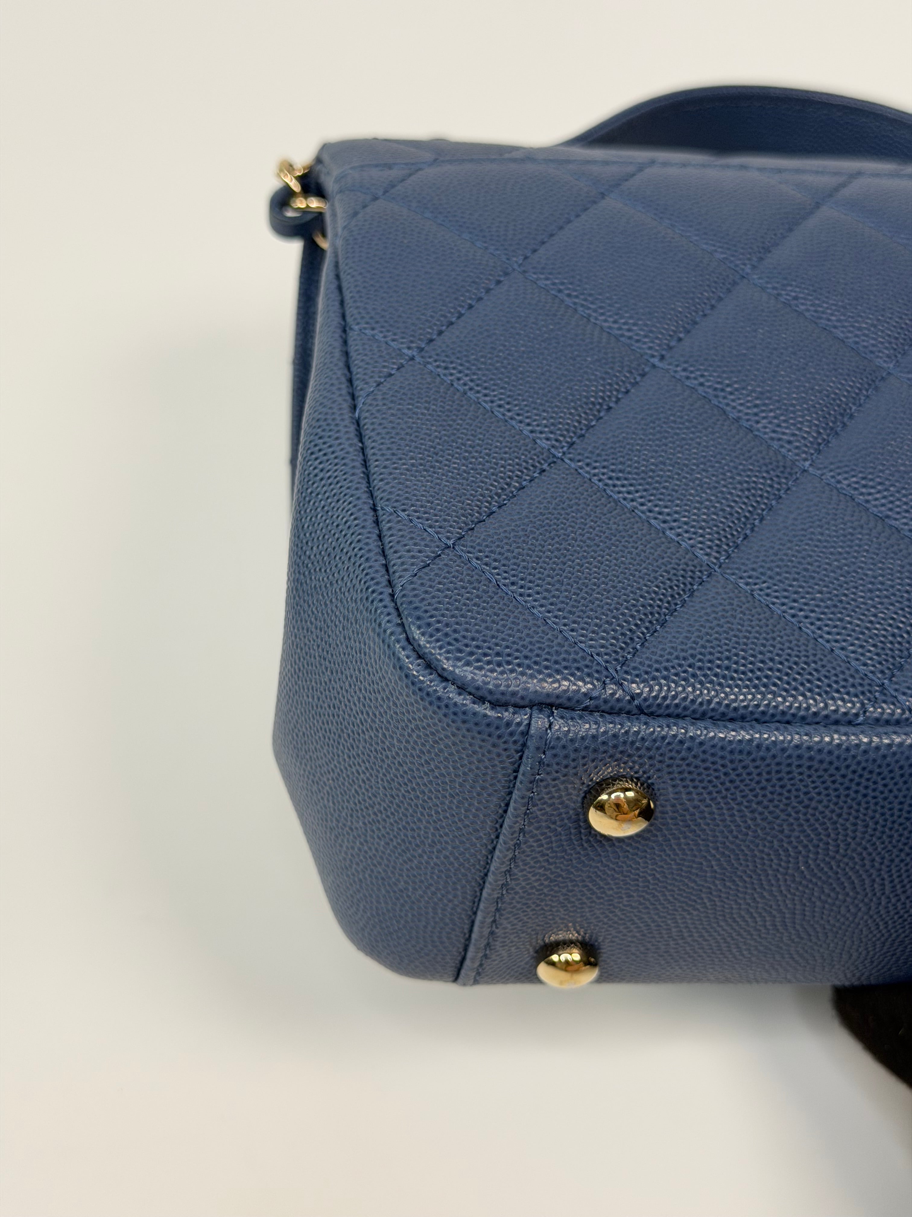 Chanel Medium Business Affinity Bag In Blue Caviar With Gold Hardware