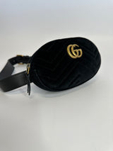 Gucci GG Black Velvet Marmont Belt Bag
