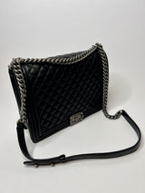 Chanel Boy Bag Large In Black Lambskin Leather