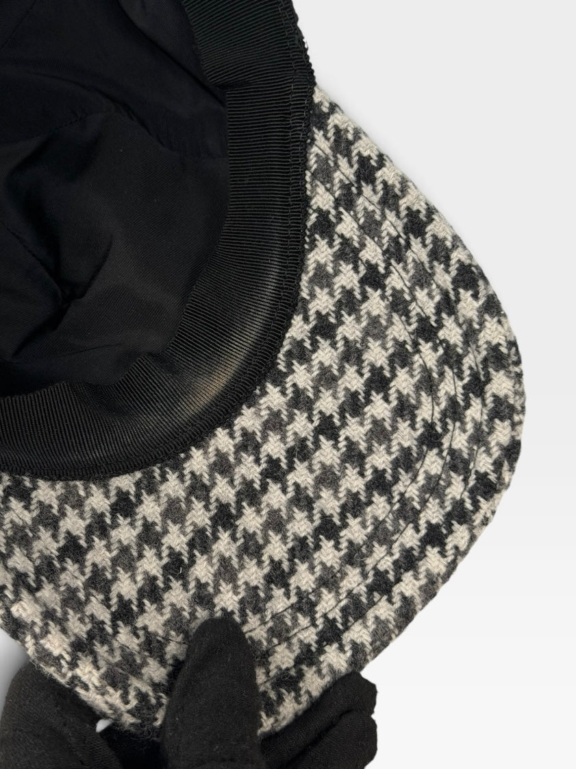 Miu Miu Virgin Wool Houndstooth Logo Embroidery Baseball Cap. Insured next day delivery . Verified by luxe cheshire