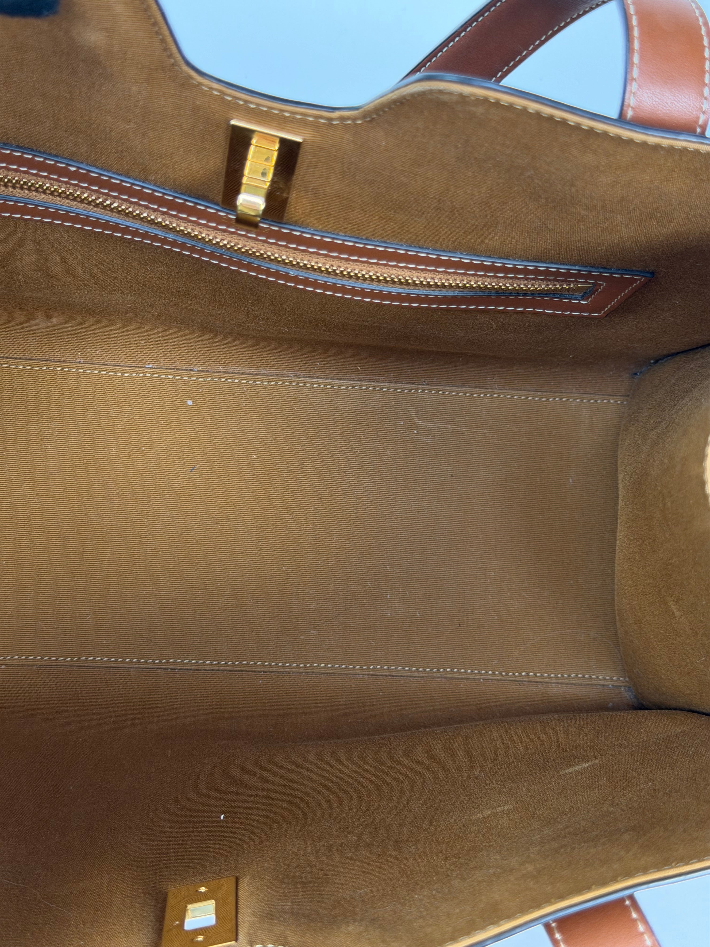 Celine Cabas 16 In Triomphe Canvas And Tan Calfskin. 100% authentic and preloved in excellent condition.