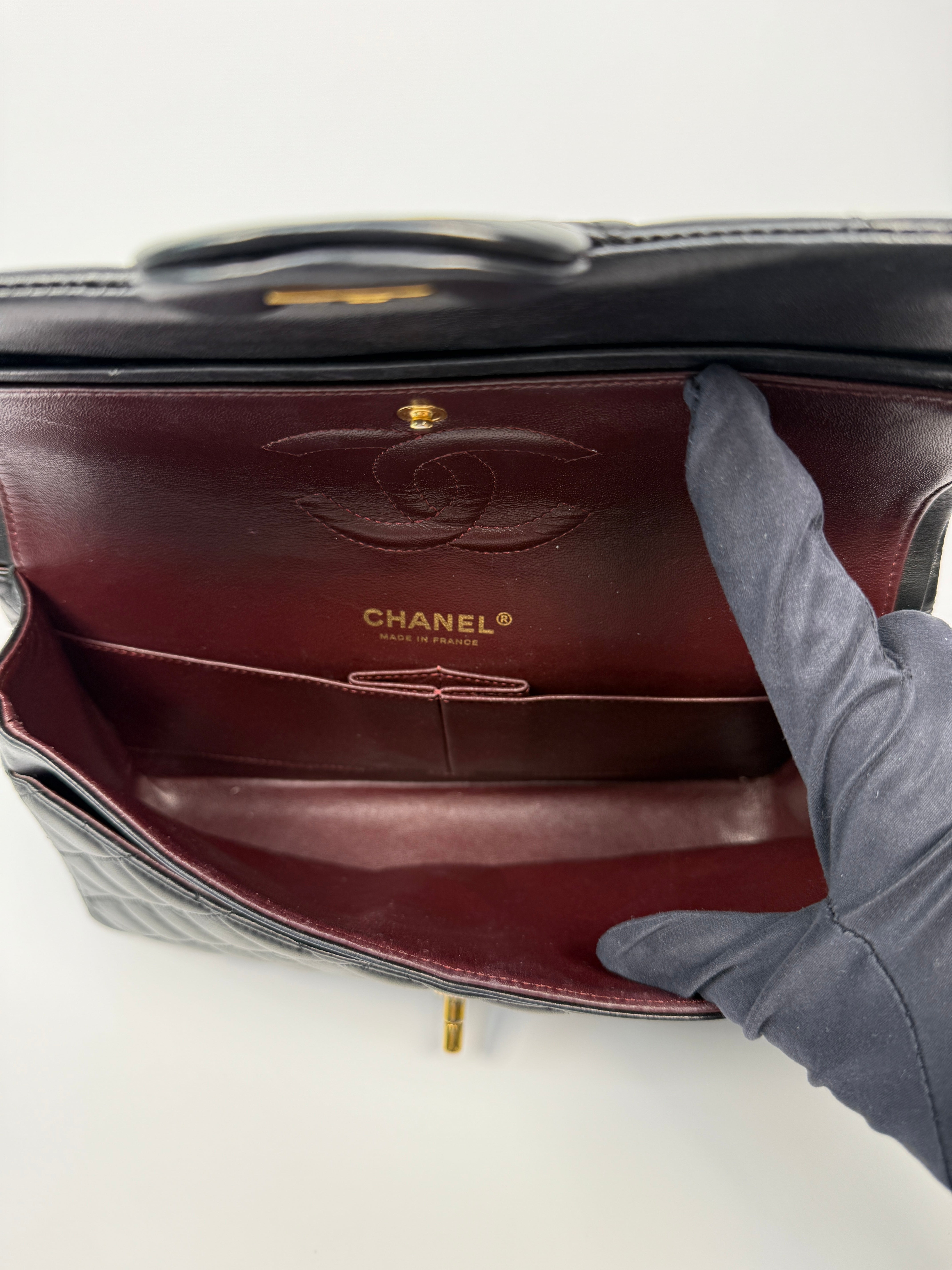 Chanel Medium Classic Double Flap Black Lambskin With Gold Hardware
Pre Loved & Authentic 