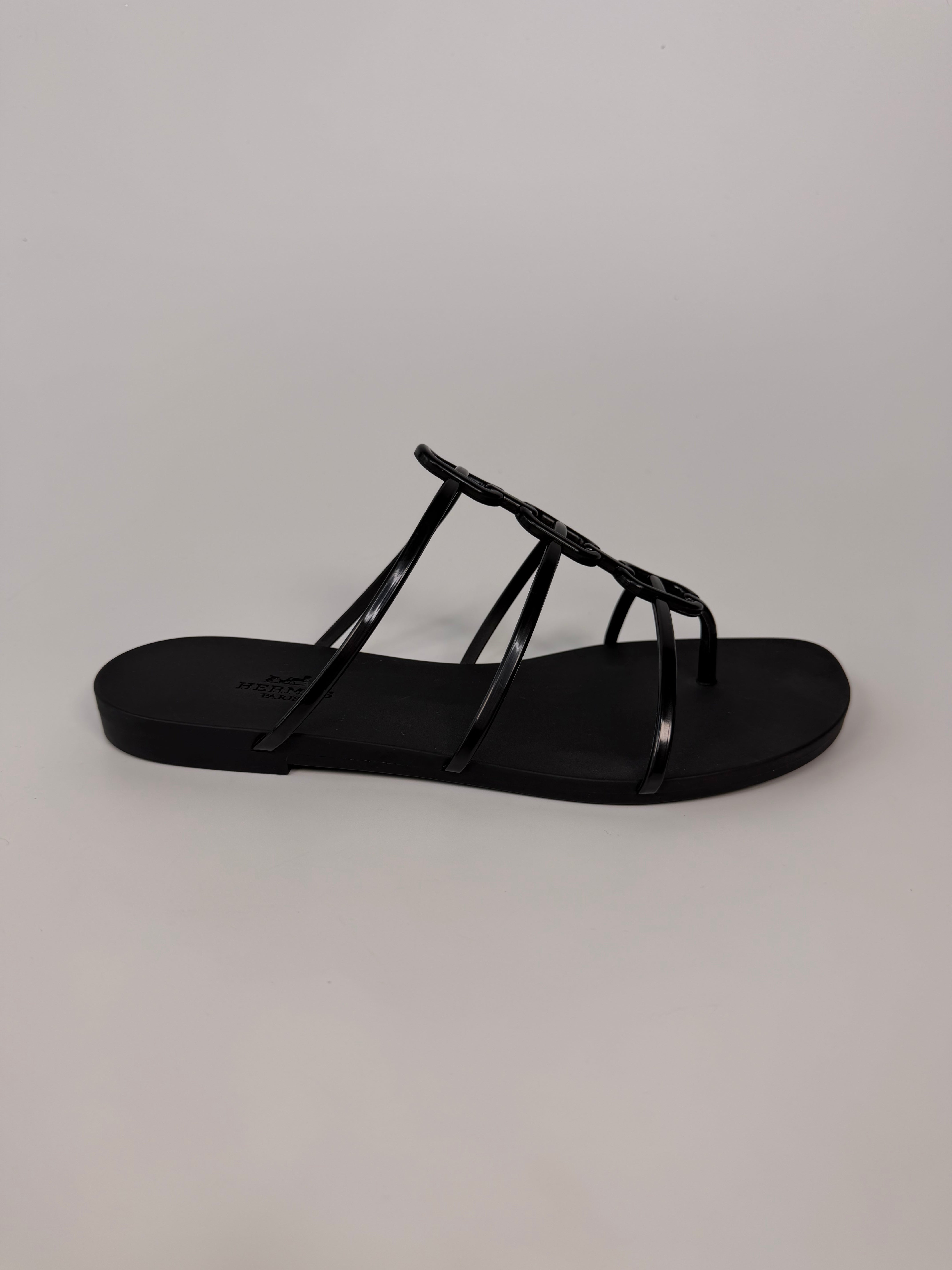 Hermès Mykonos Sandals In Black Size 37/UK4