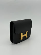 Hermès Constance Slim Wallet In Black Epsom Leather With GHW