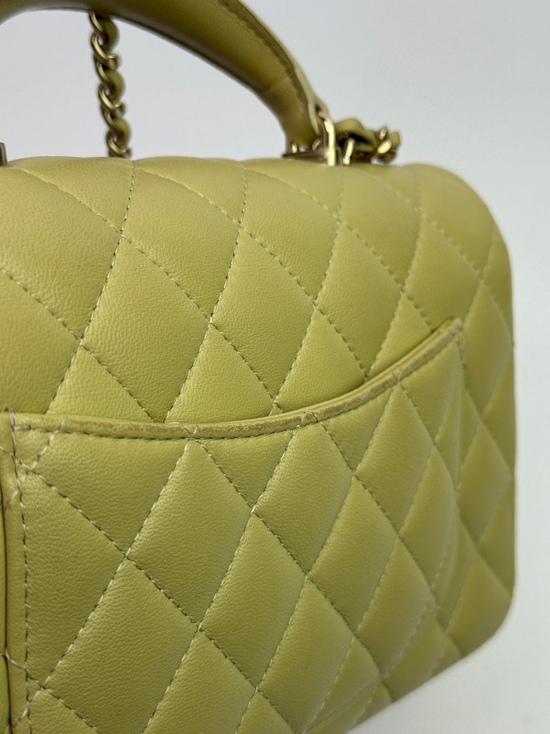 Chanel Mini Rectangle Flap Bag In Pistachio Green Lambskin With GHW