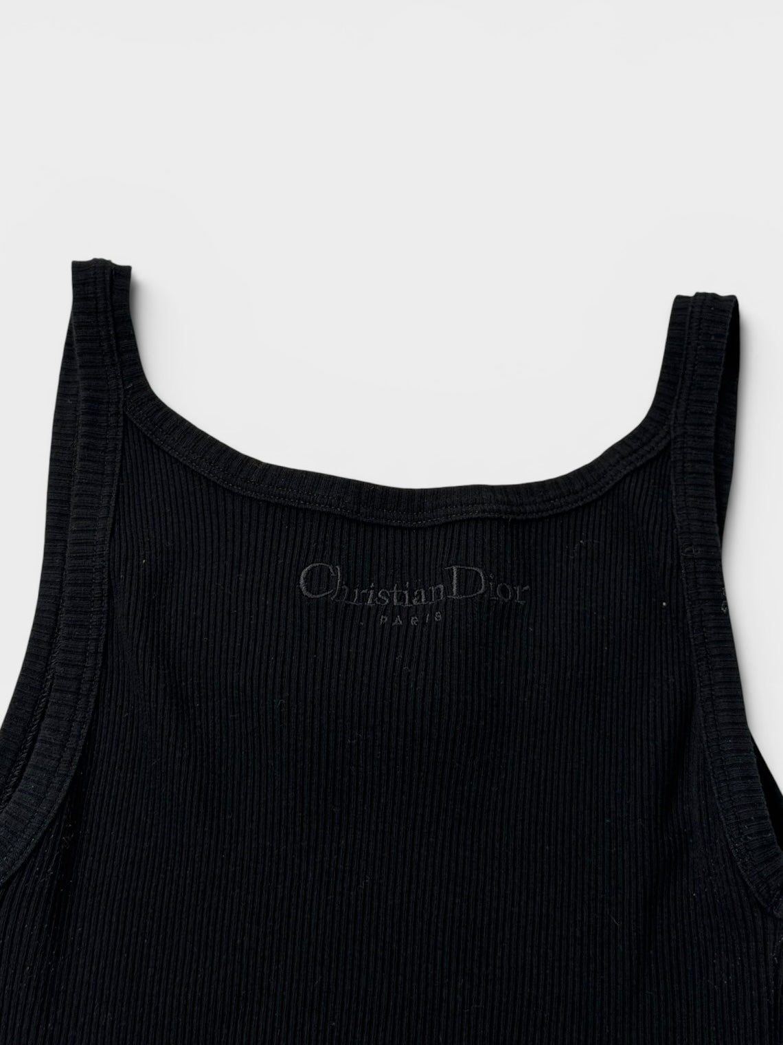 Christian Dior Logo Ribbed Vest In Black Cotton (Size UK S) 100% authentic and preloved in excellent condition
