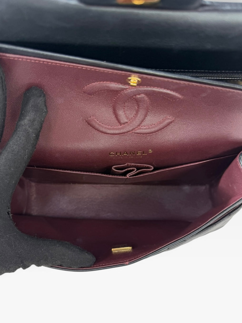 Chanel Medium Classic Double Flap In Black Lambskin Leather Gold Hardware. 100% authentic and preloved in excellent condition 