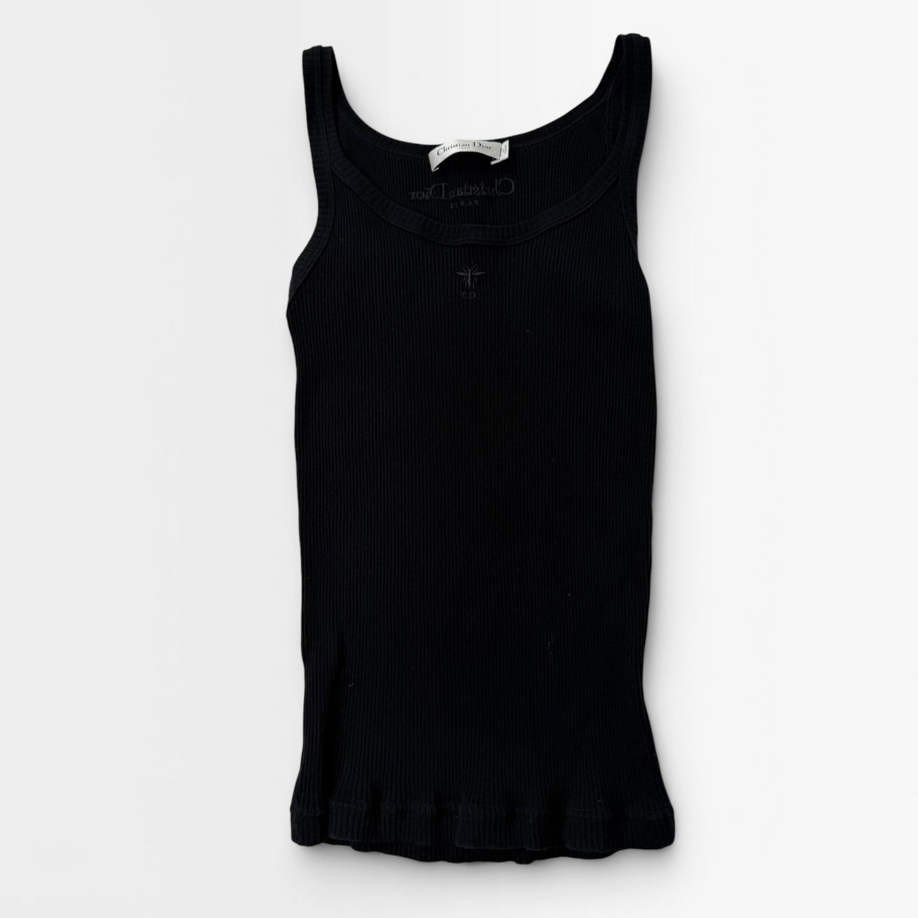 Christian Dior Logo Ribbed Vest In Black Cotton (Size UK S) 100% authentic and preloved in excellent condition
