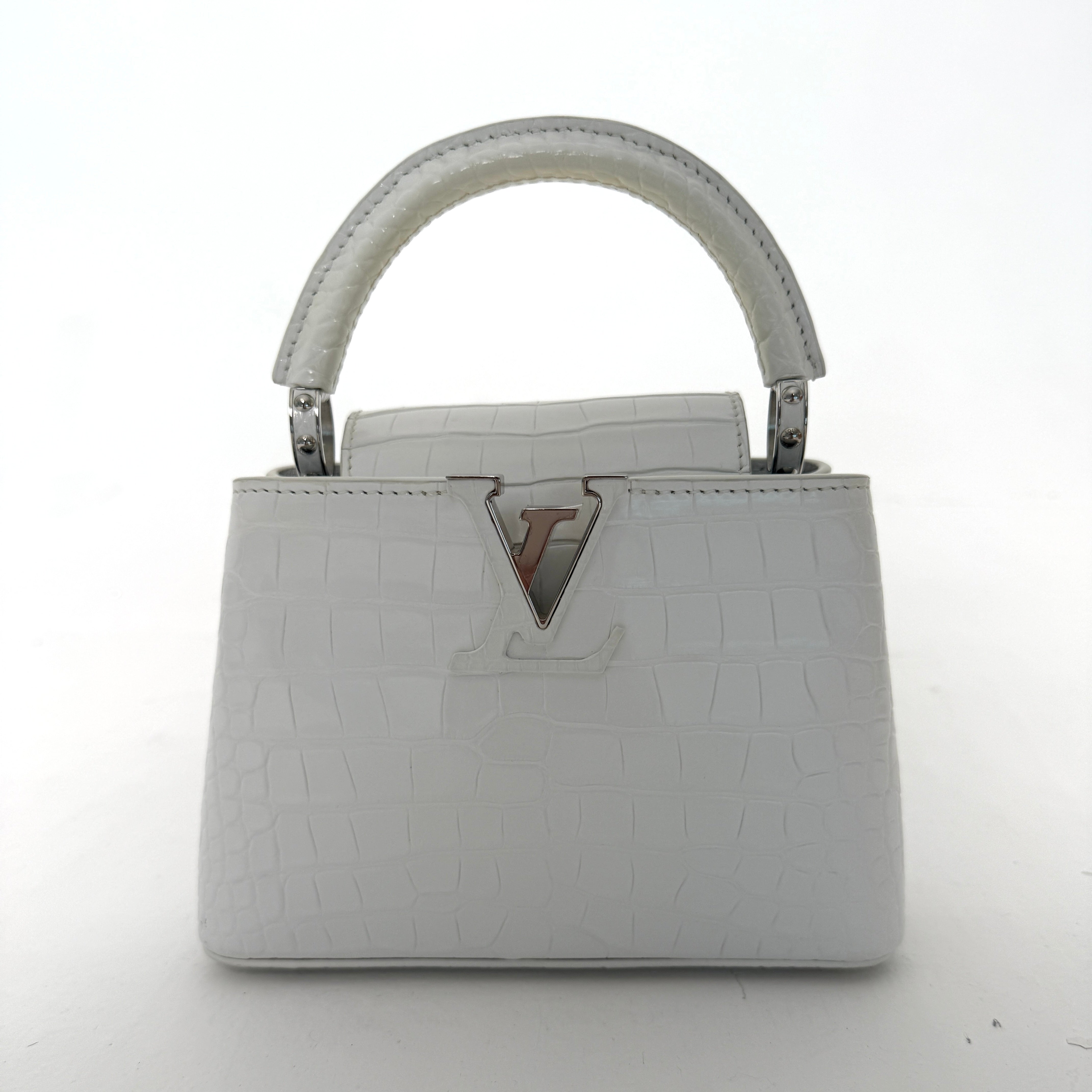 Louis Vuitton Capucines BB In Soft Shine White Alligator Leather