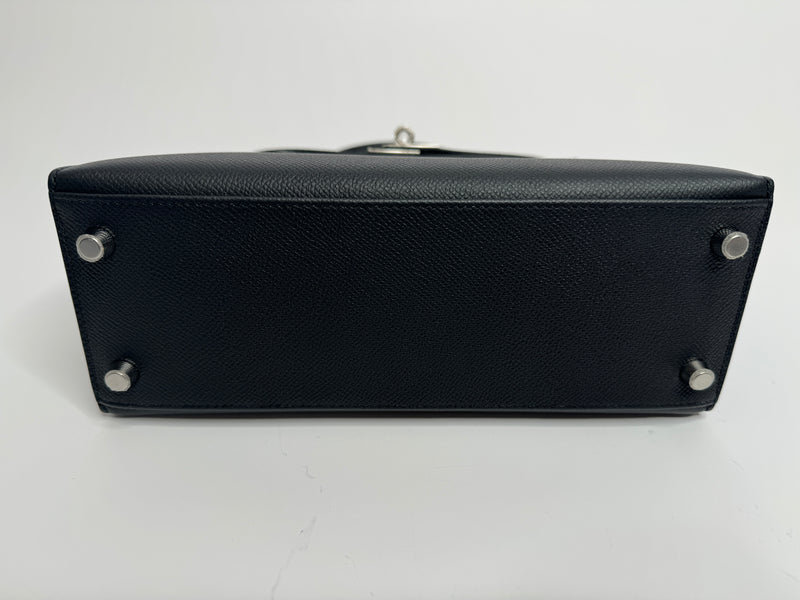 Hermès Kelly 25 In Noir Sellier Epsom With Palladium Hardware
