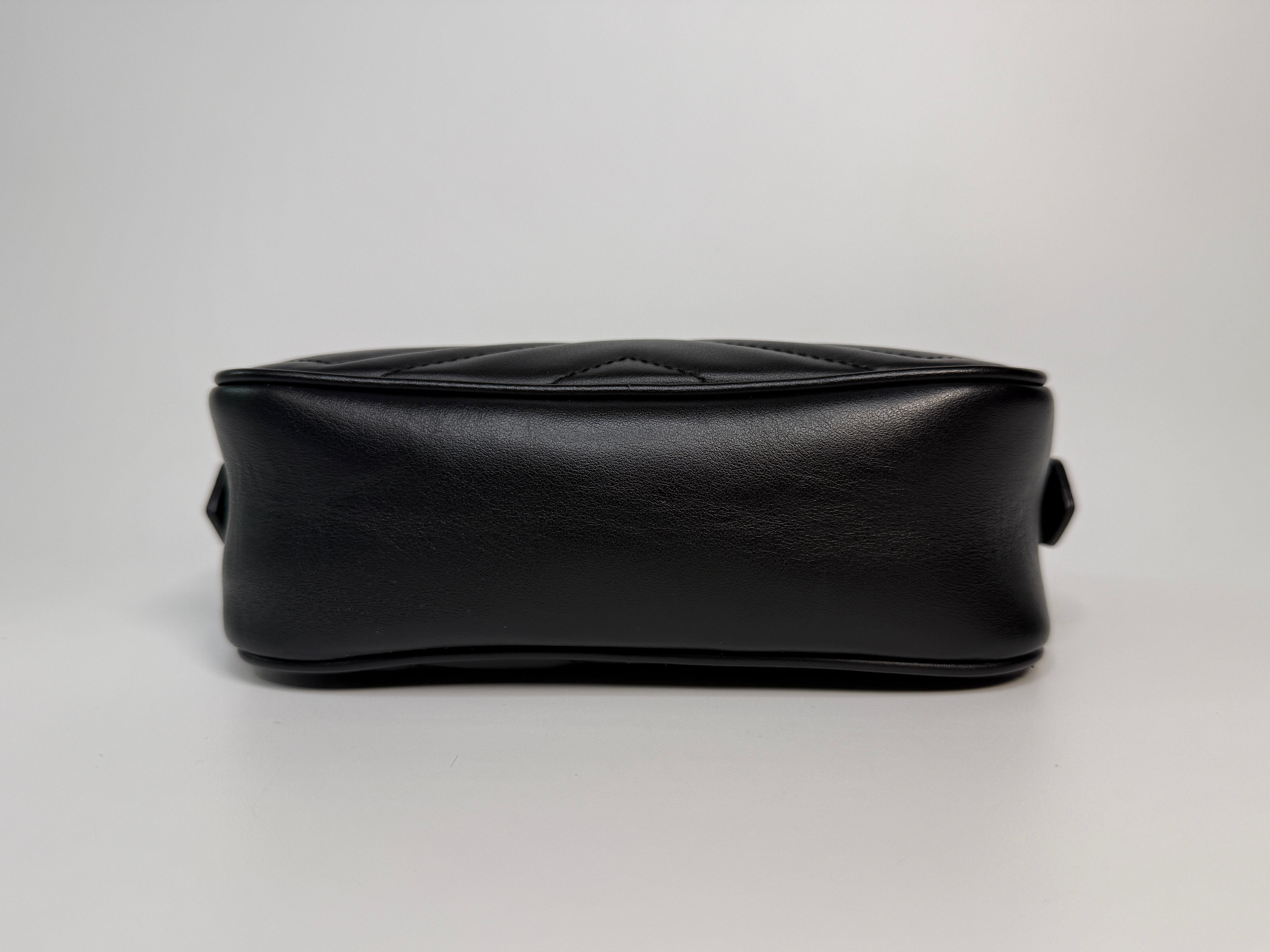Gucci Small Marmont Camera Bag In Black Leather With Gold Hardware In Excellent Condition.
Authentic Pre Loved Verified by Luxe Cheshire Trusted Designer resale 