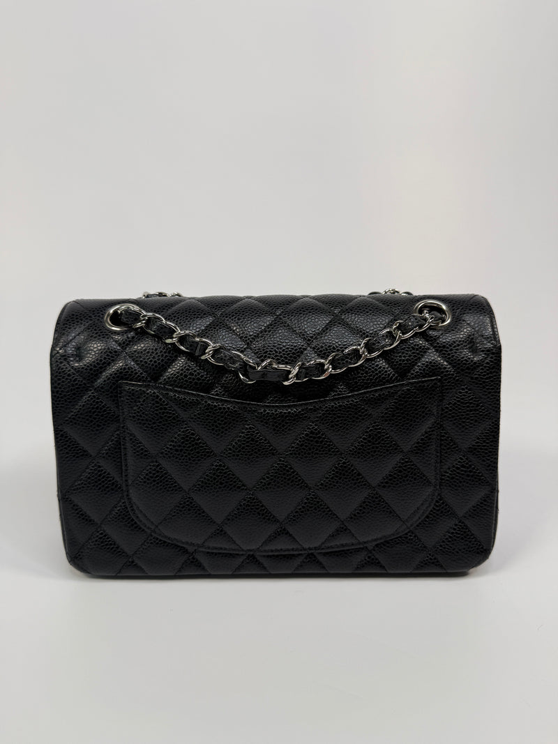 Chanel Small Classic Double Flap In Black Caviar Leather With SHW