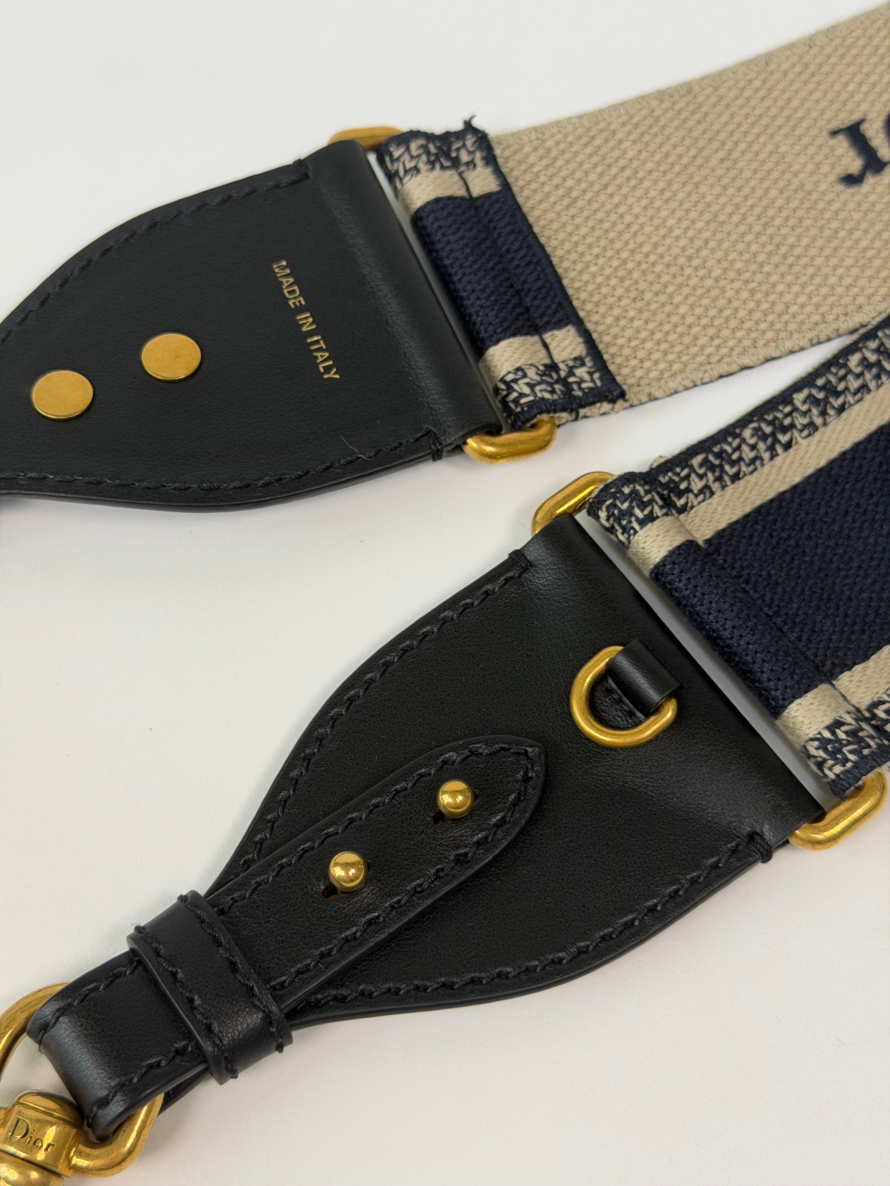 Christian Dior Shoulder Strap In Oblique Canvas With Gold Hardware