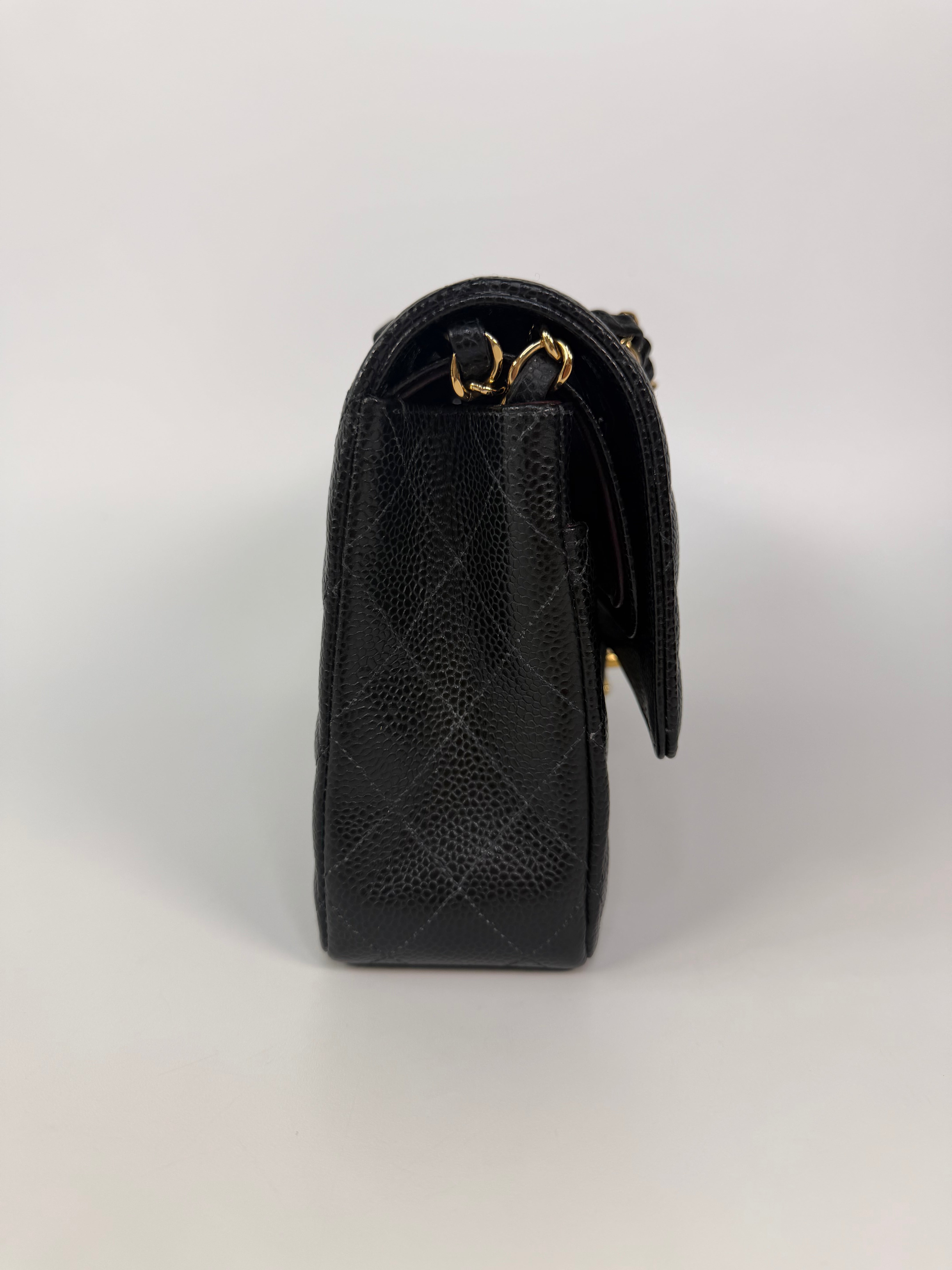 Chanel Medium Classic Double Flap In Black Caviar Leather Gold Hardware 100% authentic and preloved in excellent condition