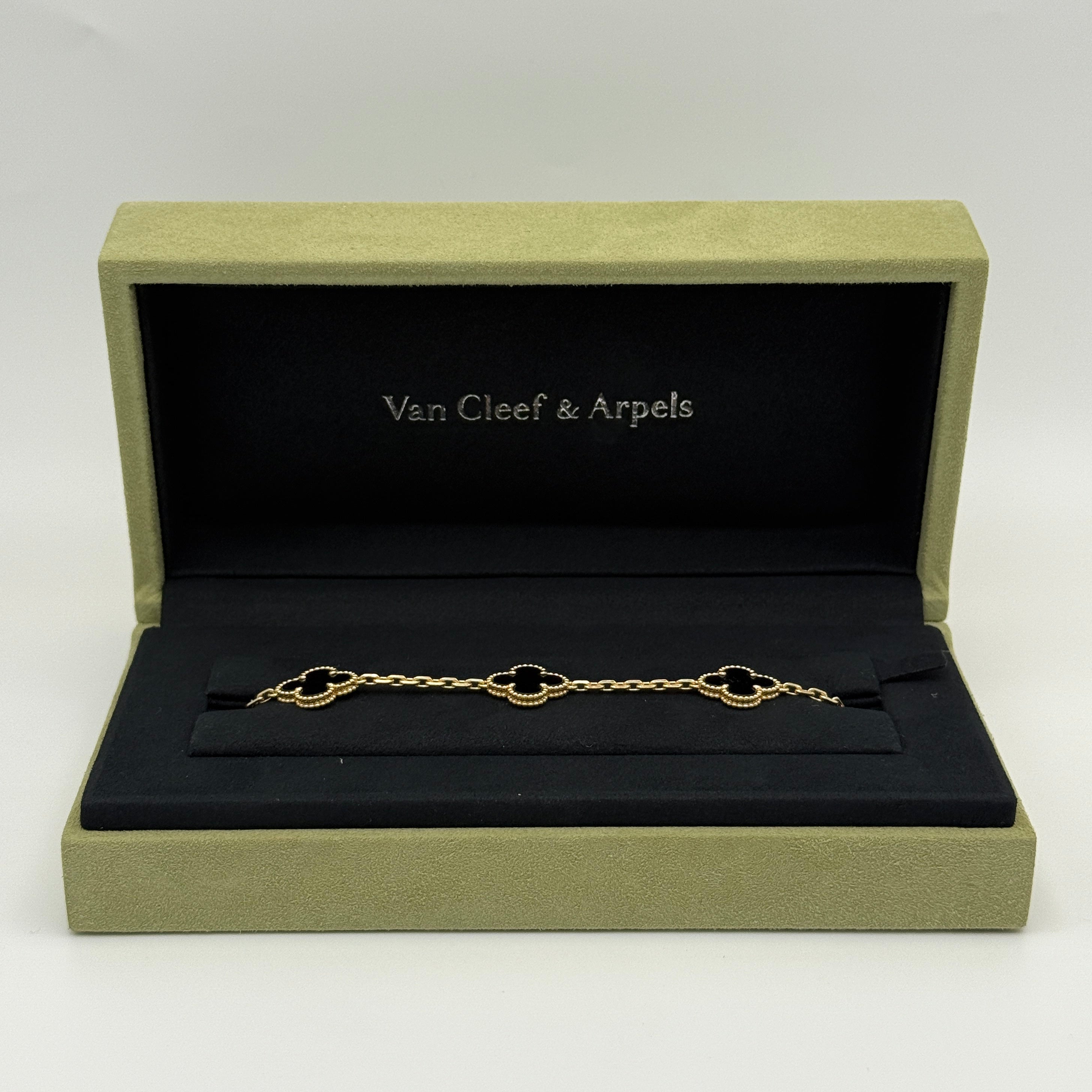 Van Cleef & Arpels Vintage Alhambra Bracelet, 5 Motifs Onyx