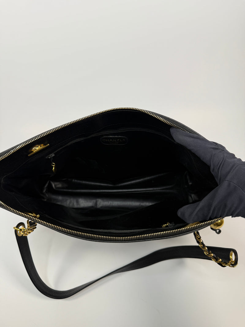 Chanel Vintage Black Caviar Tote Bag