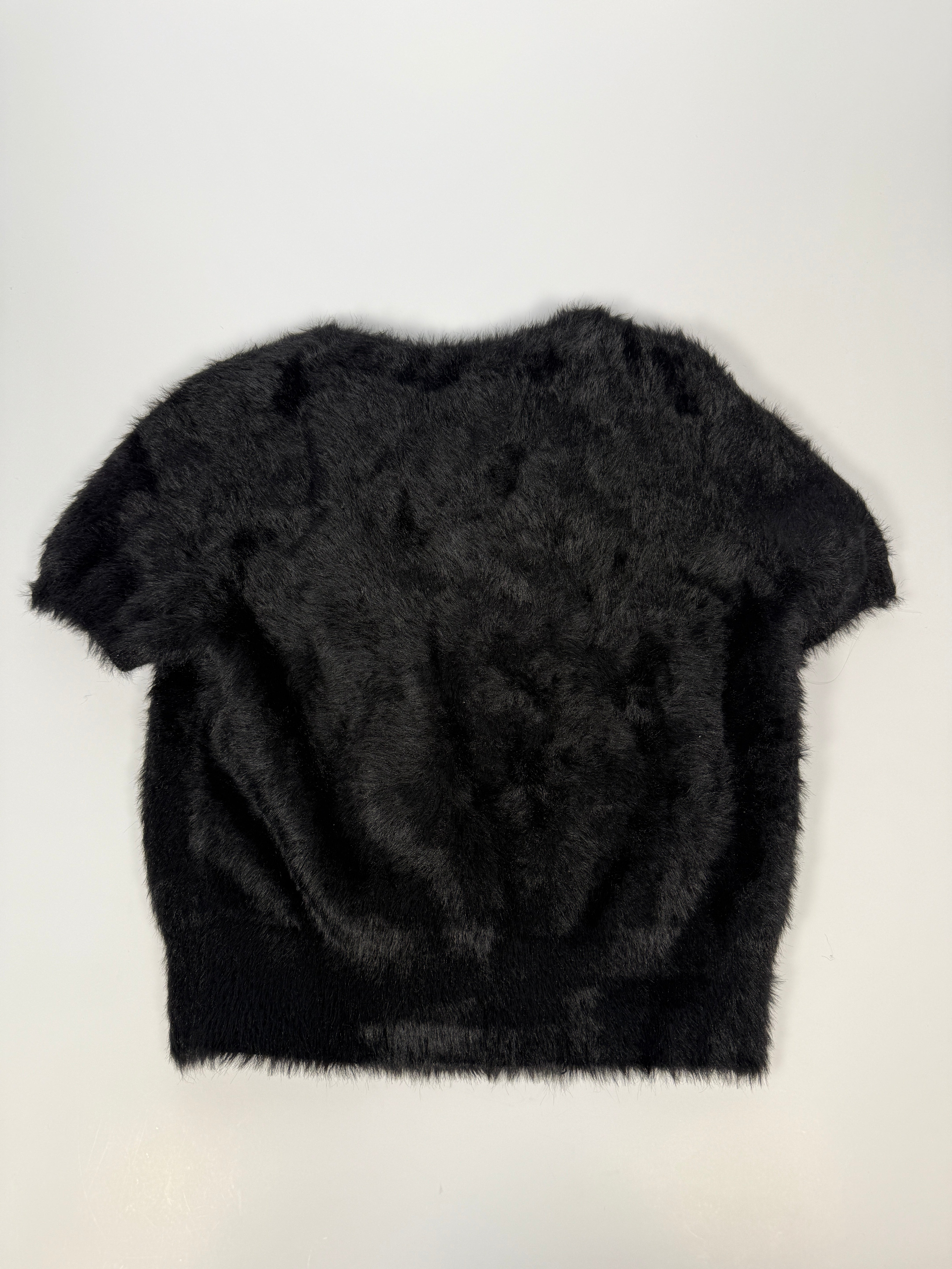 Alexander Wang Crystal-embellished Black Faux Fur Top ( Size M/UK10) Authentic and preloved. Excellent condition.