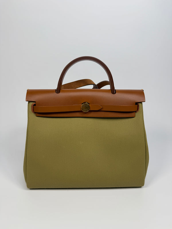 Hermès Herbag 31 Zip Retourne Poussiere / Fauve With GHW