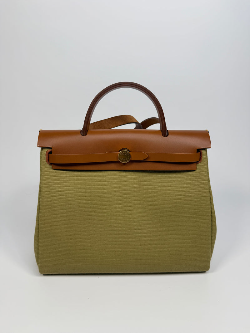 Hermès Herbag 31 Zip Retourne Poussiere / Fauve With GHW
