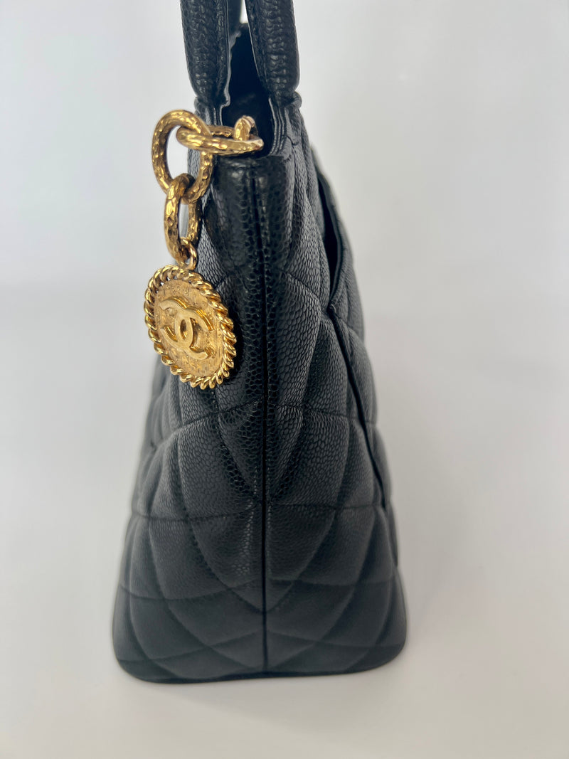 Chanel Caviar Leather black Medallion Tote