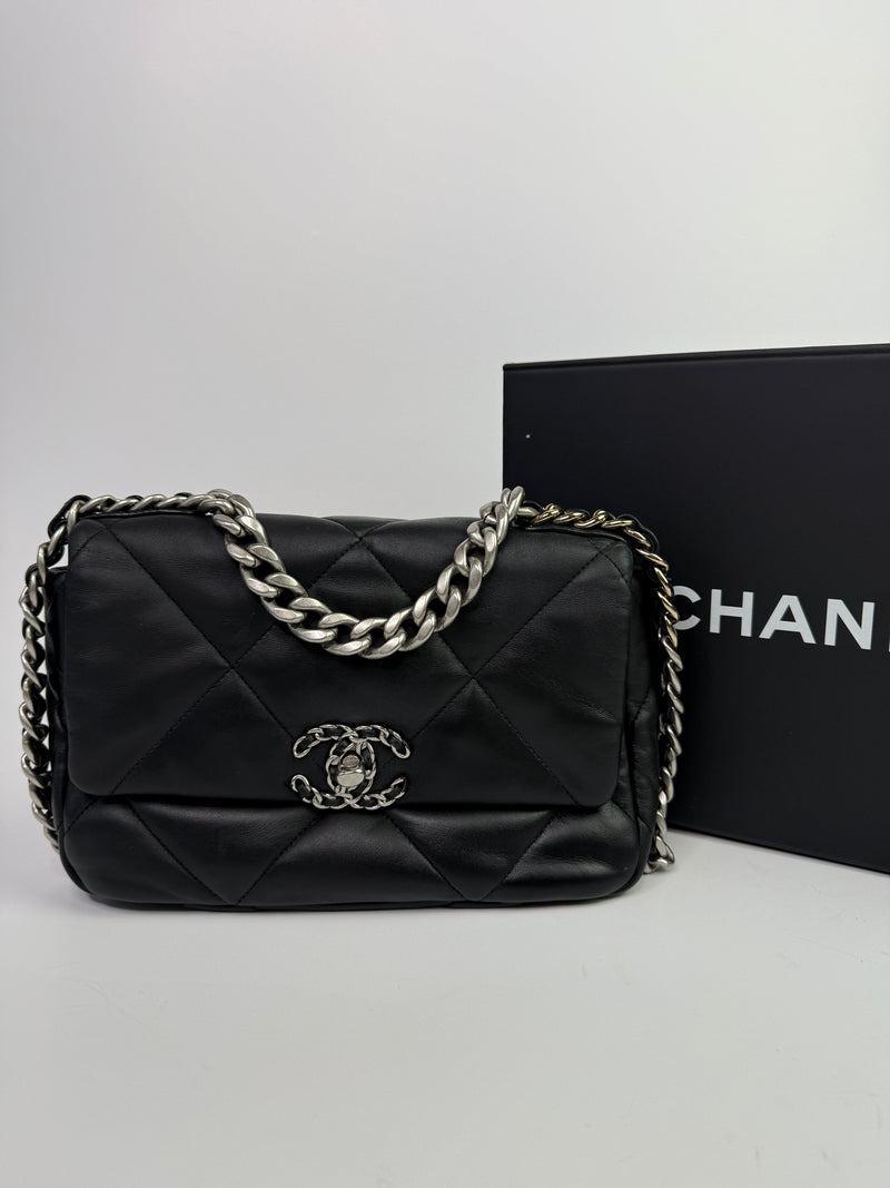 Chanel 19 Small In Black Lambskin Leather